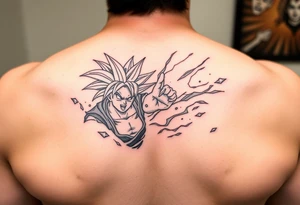 legendary dragonball z scene with energy aura and power effects tattoo idea