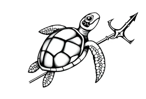 Turtle with a trident tattoo idea