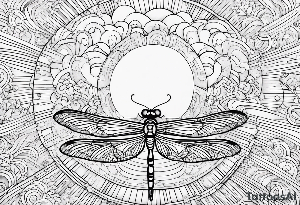 (fine line) cloud and sun with small dragonfly tattoo idea (fine line) cloud and sun with small dragonfly tattoo idea