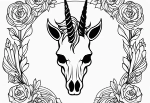 Unicorn skull with horns tattoo idea