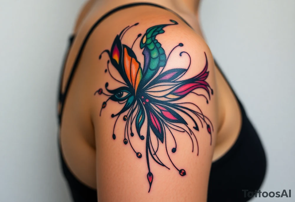 A tatuagem deve expressar força, liberdade e conexão com a multiplicidade da vida, incorporando elementos abstratos e fluidos, com linhas que sugiram movimento e transformação contínua. Evite clichês e busque um design original e significativo. tattoo idea