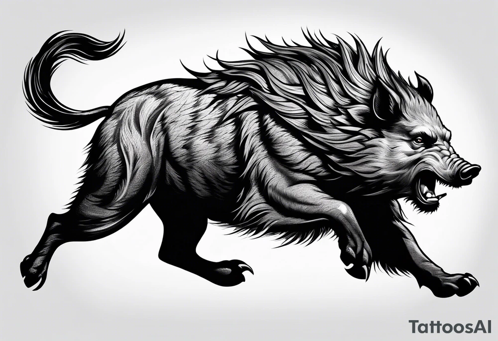 front angry boar tattoo idea