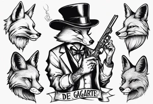a fox moking a ciggarte and holding a gun tattoo idea
