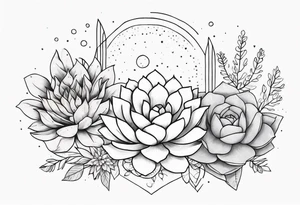 fine line with sun, stars, floral, dots, three succulents
. Sternum tattoo tattoo idea