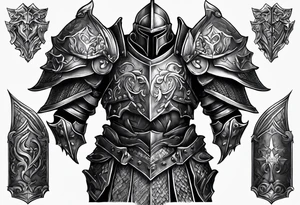knight heavy armor full body tattoo idea