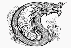 Dragon polynesian, water, koi, half sleeve, cross tattoo idea