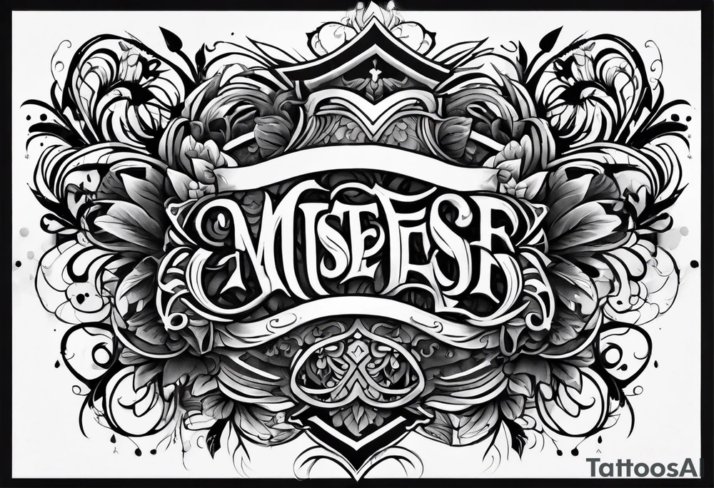 Full sternum tattoo lettering tattoo idea