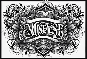 Full sternum tattoo lettering tattoo idea