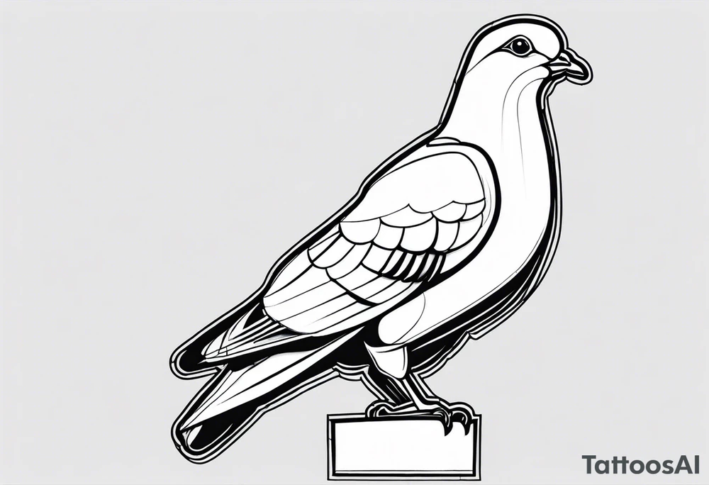 black line pigeon 
on a statue tattoo idea