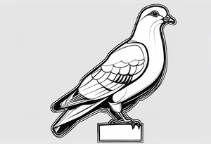 black line pigeon 
on a statue tattoo idea