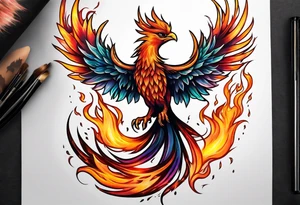 Phoenix rising out of fire. Rebirth. tattoo idea