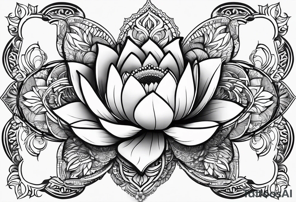Lotus flower surrounded by a mandala tattoo idea