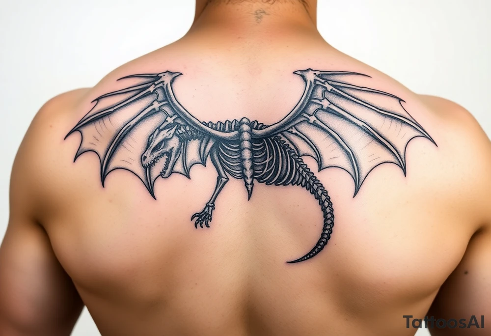 powerful majestic medieval dragon skeleton with Wings tattoo idea powerful majestic medieval dragon skeleton with Wings tattoo idea