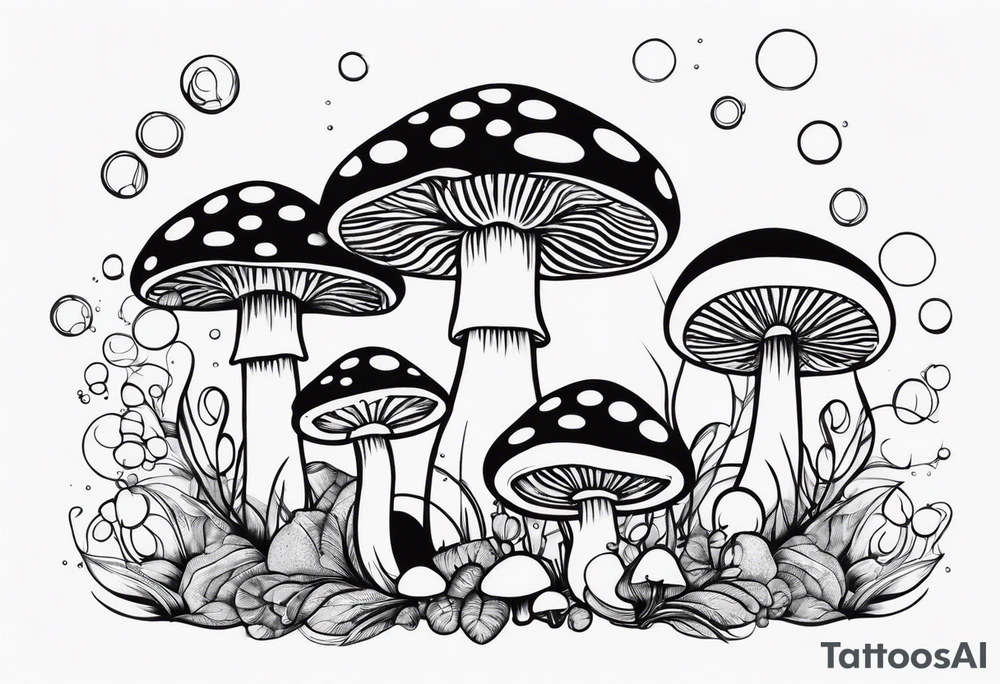 MUSHROOMS AND BUBBLES tattoo idea