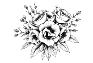 vintage bouquet of wild roses and meadow flowers with morning dew tattoo idea