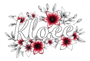 the name kloee surrounded by floral Lillie's in or around name tattoo idea