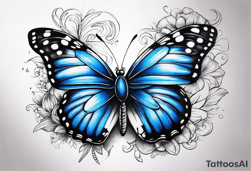 Blue butterfly tattoo idea