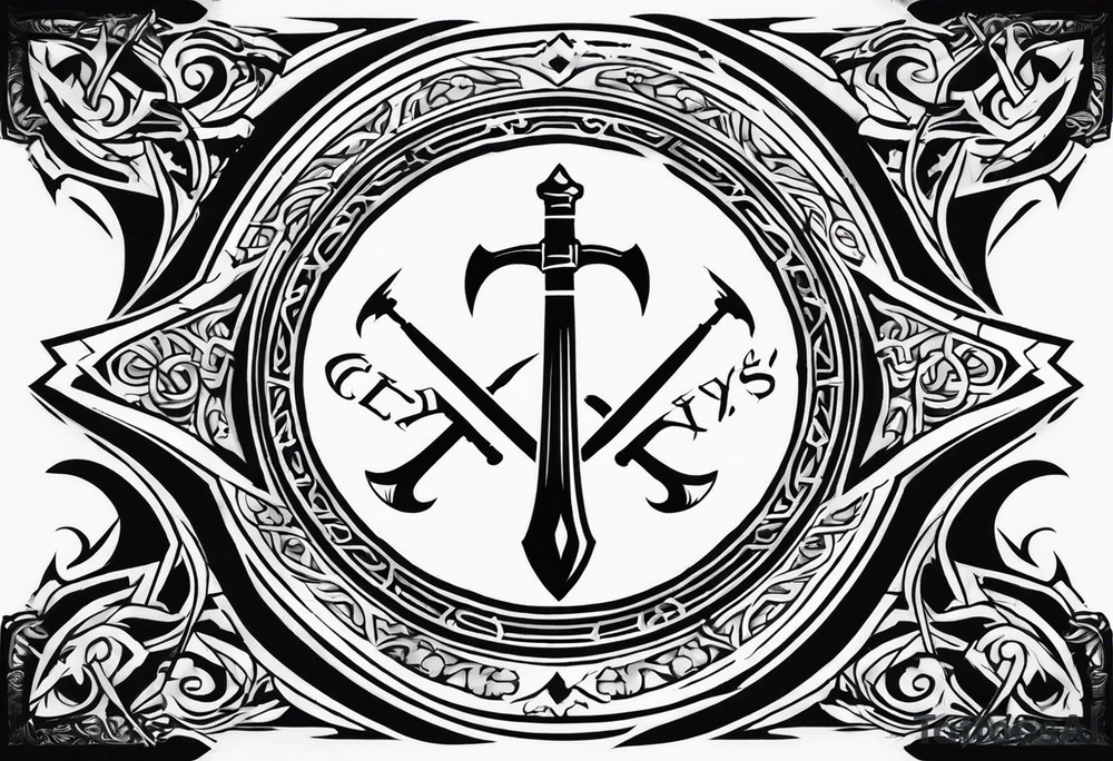 Valhalla sword shield axe tattoo idea