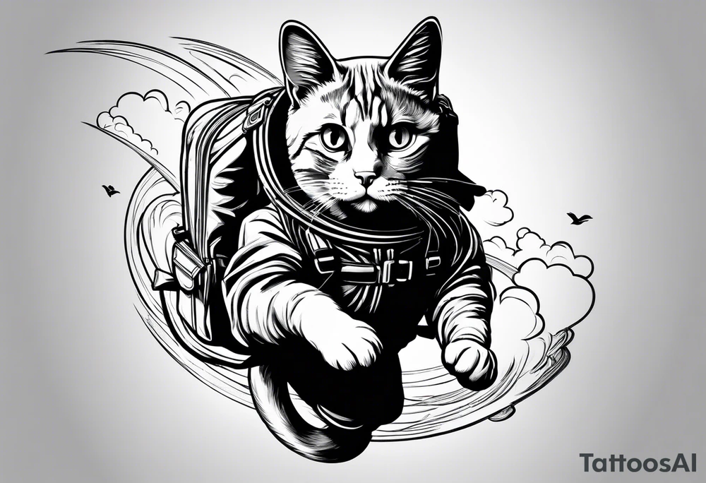 a cat going skydiving tattoo idea