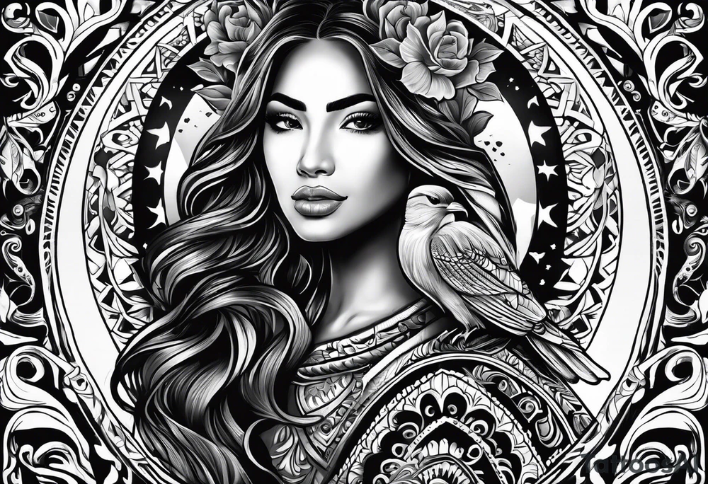 Mexican American inspired that incorporates being a father,  love for son and daughter with the importance of building wealth. Include elements of the Pacific Northwest Forrest on shoulder tattoo idea