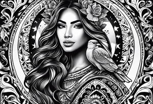 Mexican American inspired that incorporates being a father,  love for son and daughter with the importance of building wealth. Include elements of the Pacific Northwest Forrest on shoulder tattoo idea