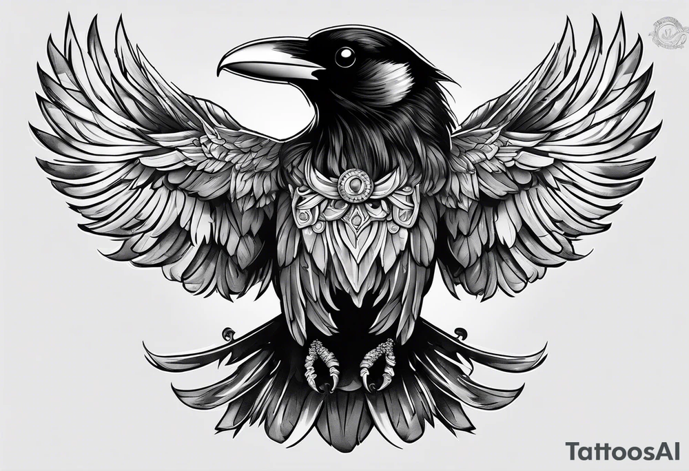 Raven on shoulder blades tattoo idea