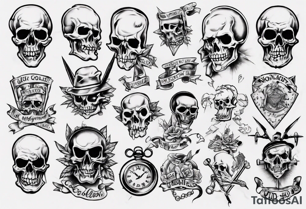 Old school without skulls in the style of Norman Collins tattoo idea