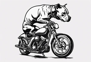 A skeleton and a Pitt bull on a motorcycle tattoo idea