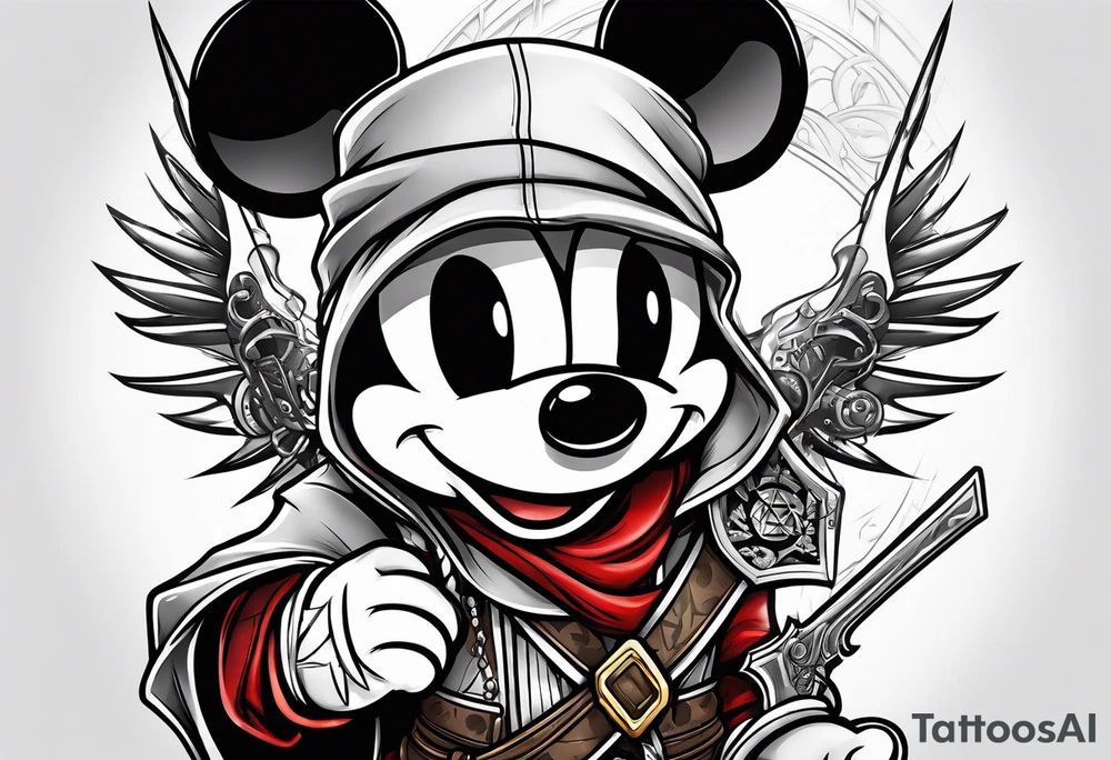 mickey mouse as assassins creed character tattoo idea