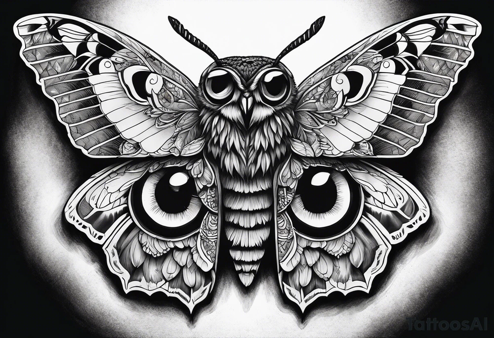 Dead head moth with owl eyes tattoo idea