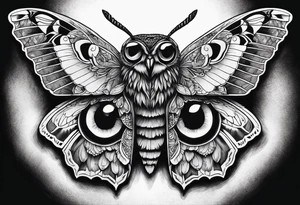 Dead head moth with owl eyes tattoo idea