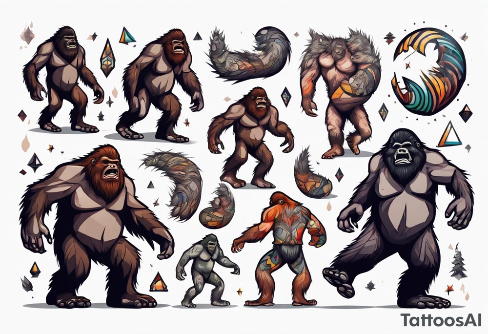 Big foot having an outer body experience tattoo idea