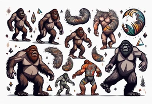 Big foot having an outer body experience tattoo idea