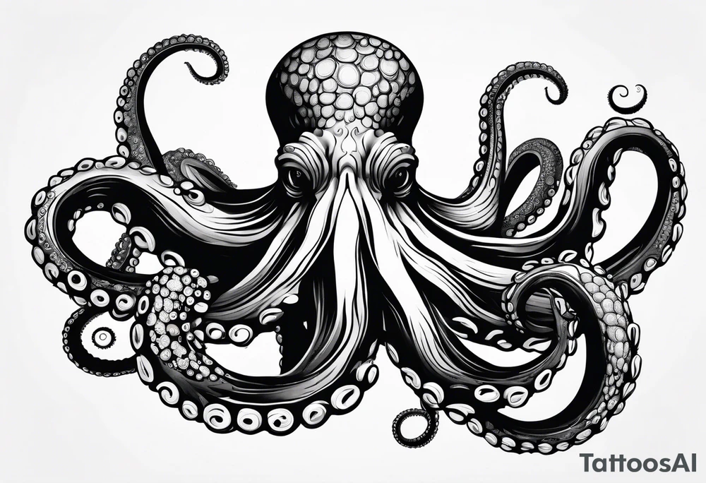 Octopus tentacle long outstretched tattoo idea