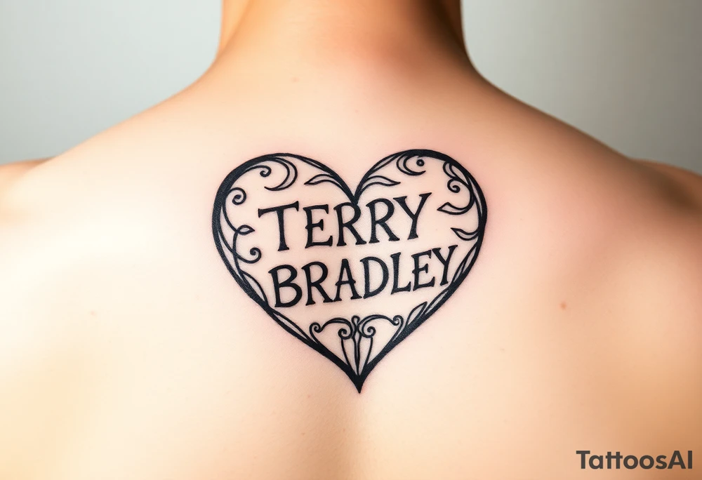 A heart shaped by the words TERRY BRADLEY tattoo idea