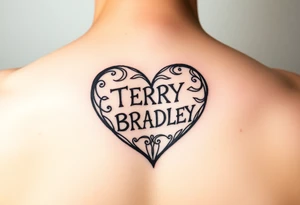 A heart shaped by the words TERRY BRADLEY tattoo idea