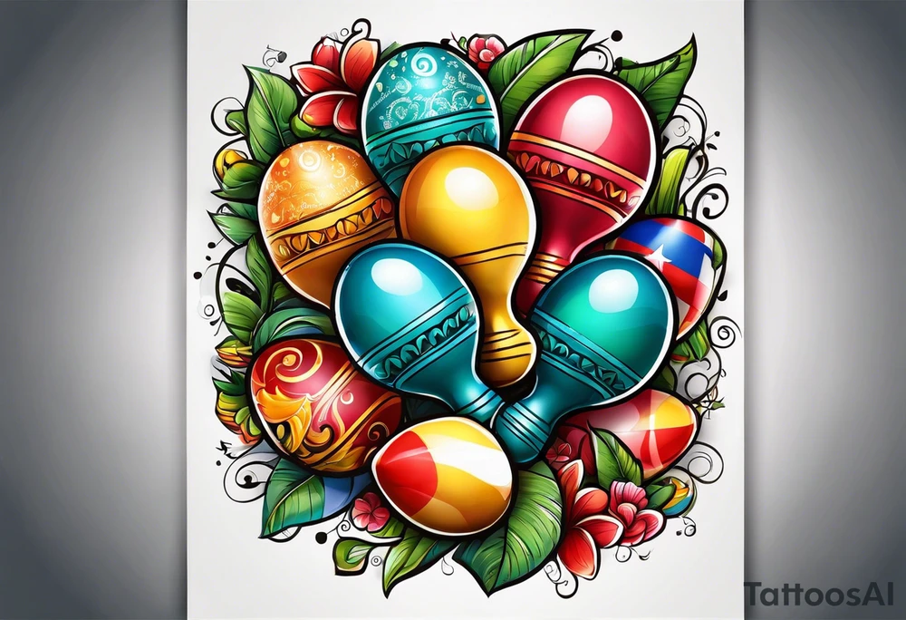 2 colorfull maracas with Cuban colors tattoo idea
