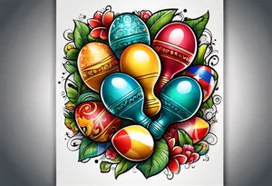 2 colorfull maracas with Cuban colors tattoo idea