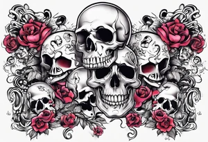 neck tattoo stencil about pain and struggle in new school or polka trash style with funny skulls tattoo idea