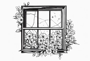 Broken window, flowers, beauty, look into my eyes tattoo idea
