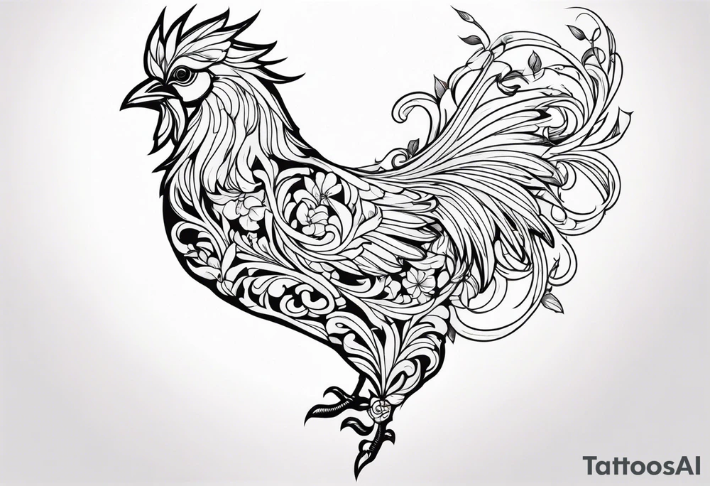 Chocobo covered in flowery vines, forearm tattoo tattoo idea