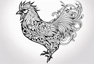 Chocobo covered in flowery vines, forearm tattoo tattoo idea