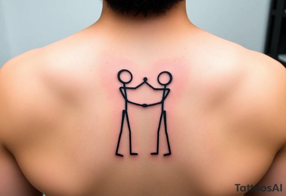 Two stick figures holding each other tattoo idea