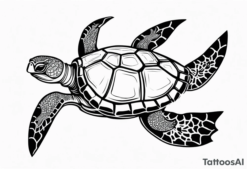 Turtle and sea star tattoo idea
