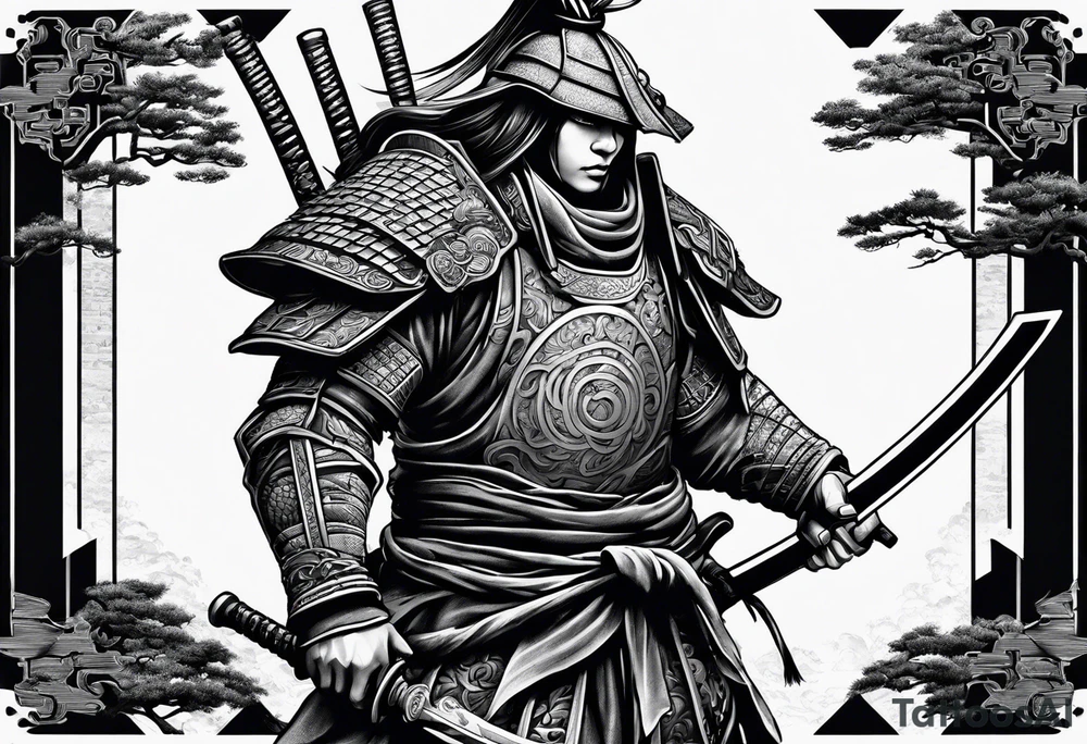 ronin and tower tattoo idea