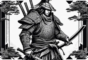 ronin and tower tattoo idea