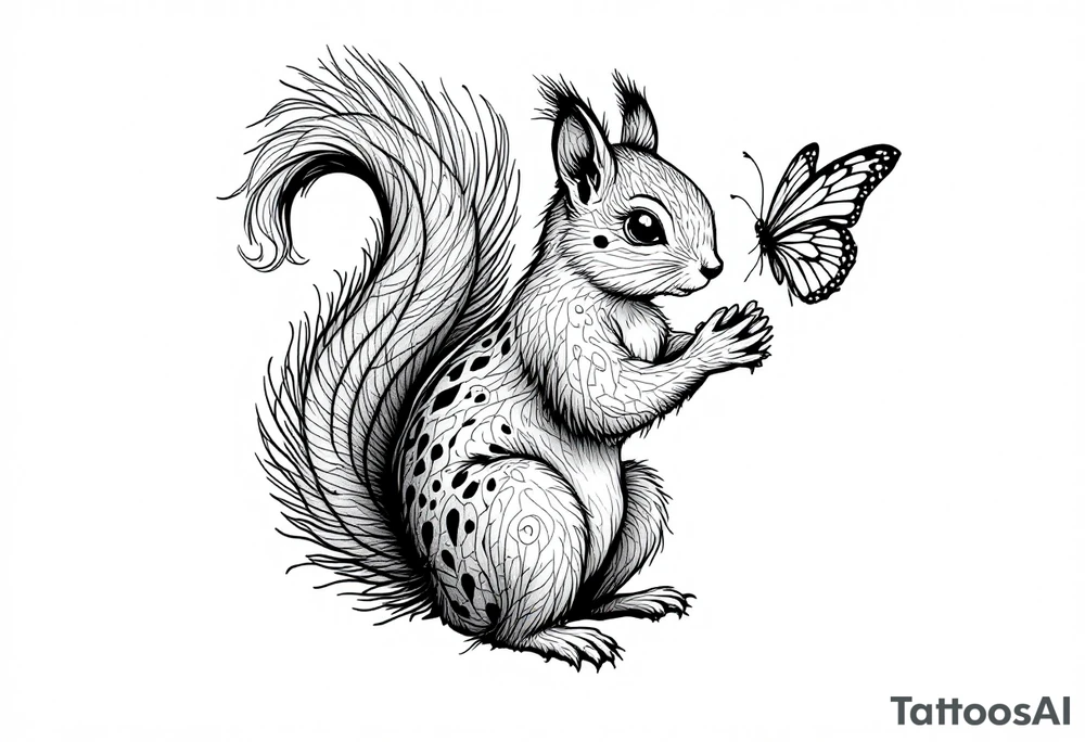 A squirrel holding a butterfly tattoo idea