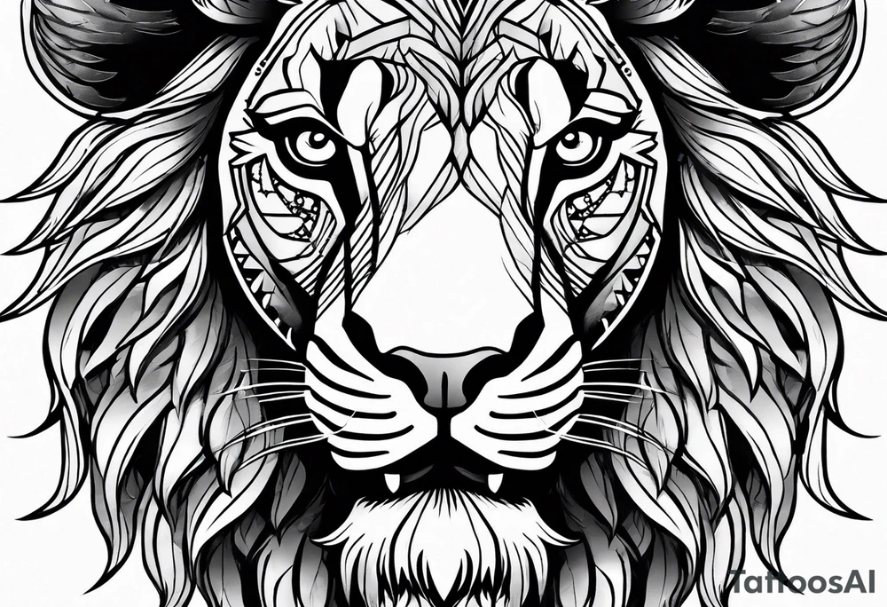 lion showing teeth tattoo idea