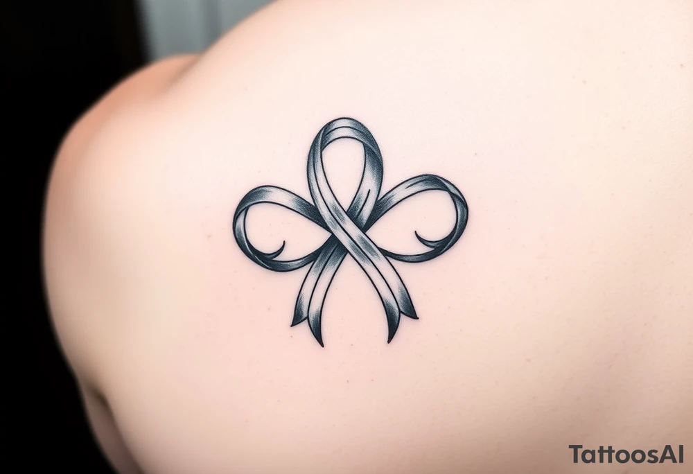 an infinity symbol with 5 colors of ribbons 3 march, 1 october, and 1 july tattoo idea