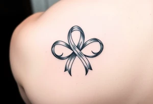 an infinity symbol with 5 colors of ribbons 3 march, 1 october, and 1 july tattoo idea